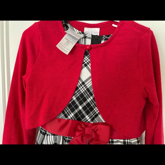 Iris & Ivy Girl's Plaid Dress Set - Red - Size 7 - Picture 2 of 4